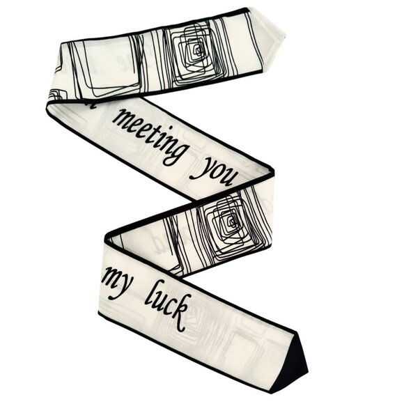 Slim Scarf 34in Black White Artistic Chic Modern Line Print Neck Hair Bag No55 - Picture 6 of 12